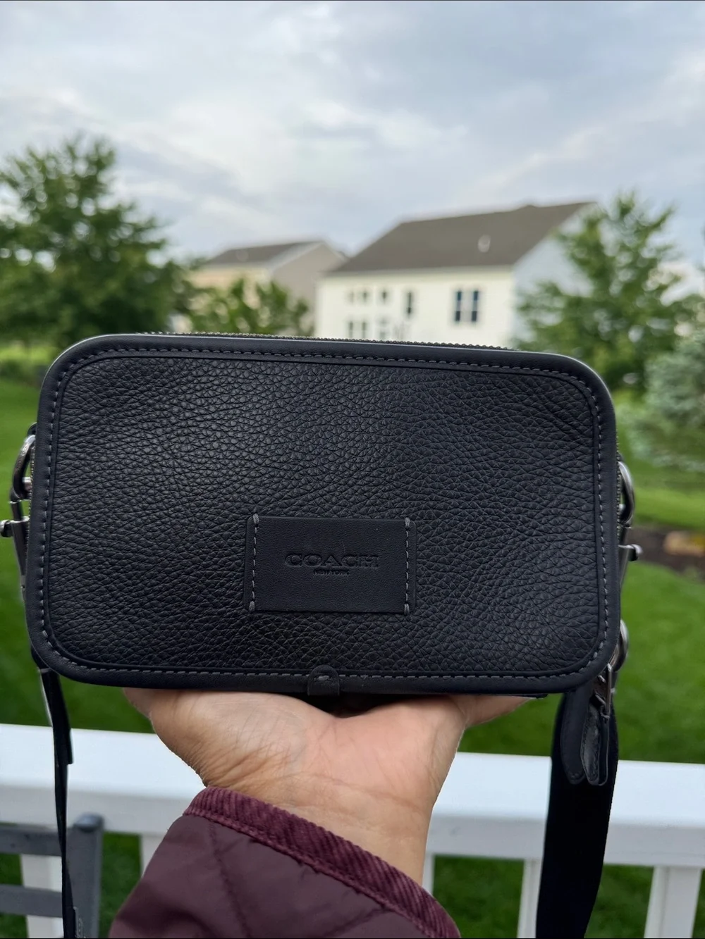 🖤 Wyatt Crossbody Bag Coach Black Pebbled Leather Bag for 😎MenCM113 EUC! - Picture 1 of 17